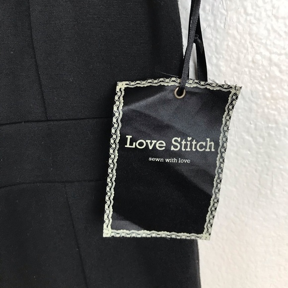 Love Stitch Black Stretch Knit Shift Dress W/Rhinestones Size L - Picture 8 of 10